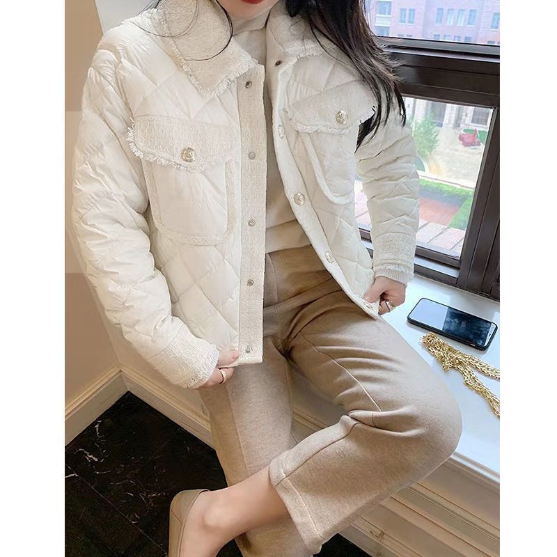 菱格小香风羽绒棉服外套女2025年冬季新款小个子轻薄短款时尚棉衣|undefined
