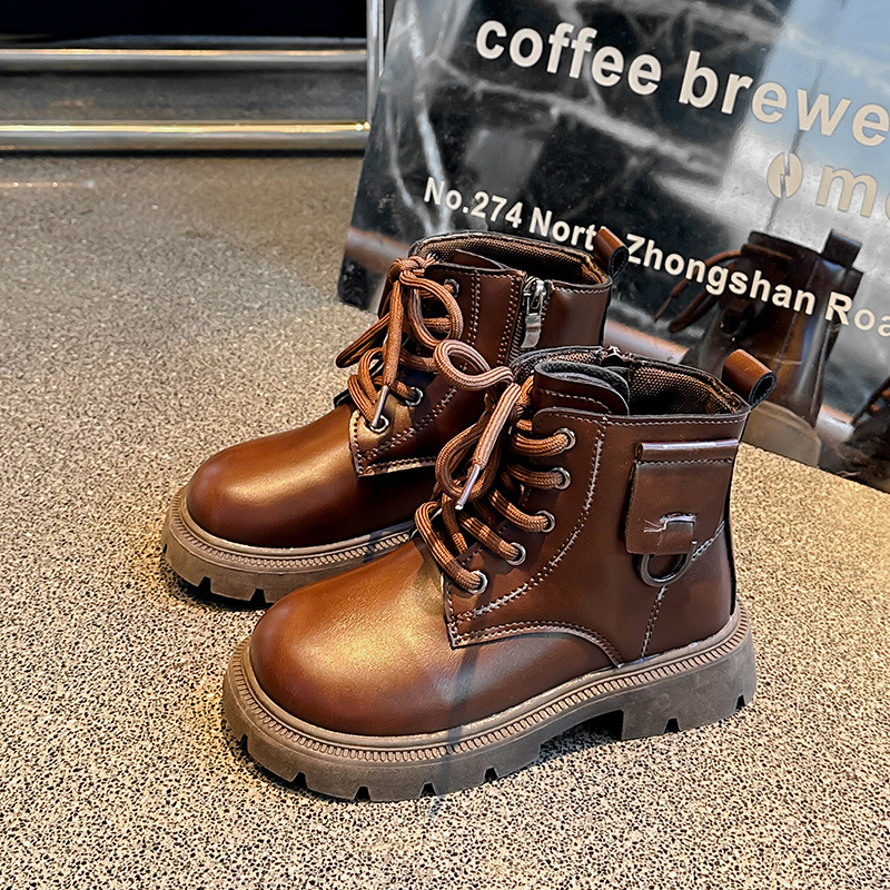 Botas Martin estilo británico para niños, moda otoño 2024, para niñas, suela blanda de cuero para niños, botas individuales_voghion.com