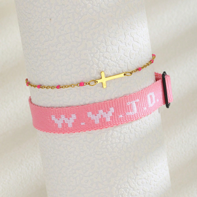 Cross-Border Wwjd Wristband European and American Unisex Adjustable Sports Bracelet Polyester Letter Braided Wrist Bracelet