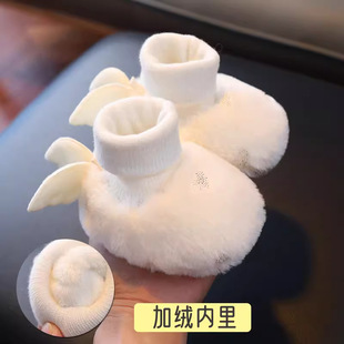 Infant Shoes Winter fleece-lined 0-1 Year Old Baby Soft Sole Toddler Shoes Anti-falling Cotton Shoes Warm Full Moon Shoes and Socks Thick