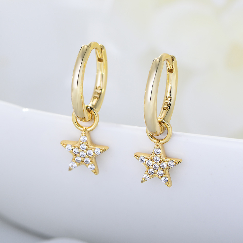 Nuevo 925 pendientes de plata esterlina traje combinación pequeños pendientes de circón personalizados estilo europeo y americano ins elegantes pendientes de mujer