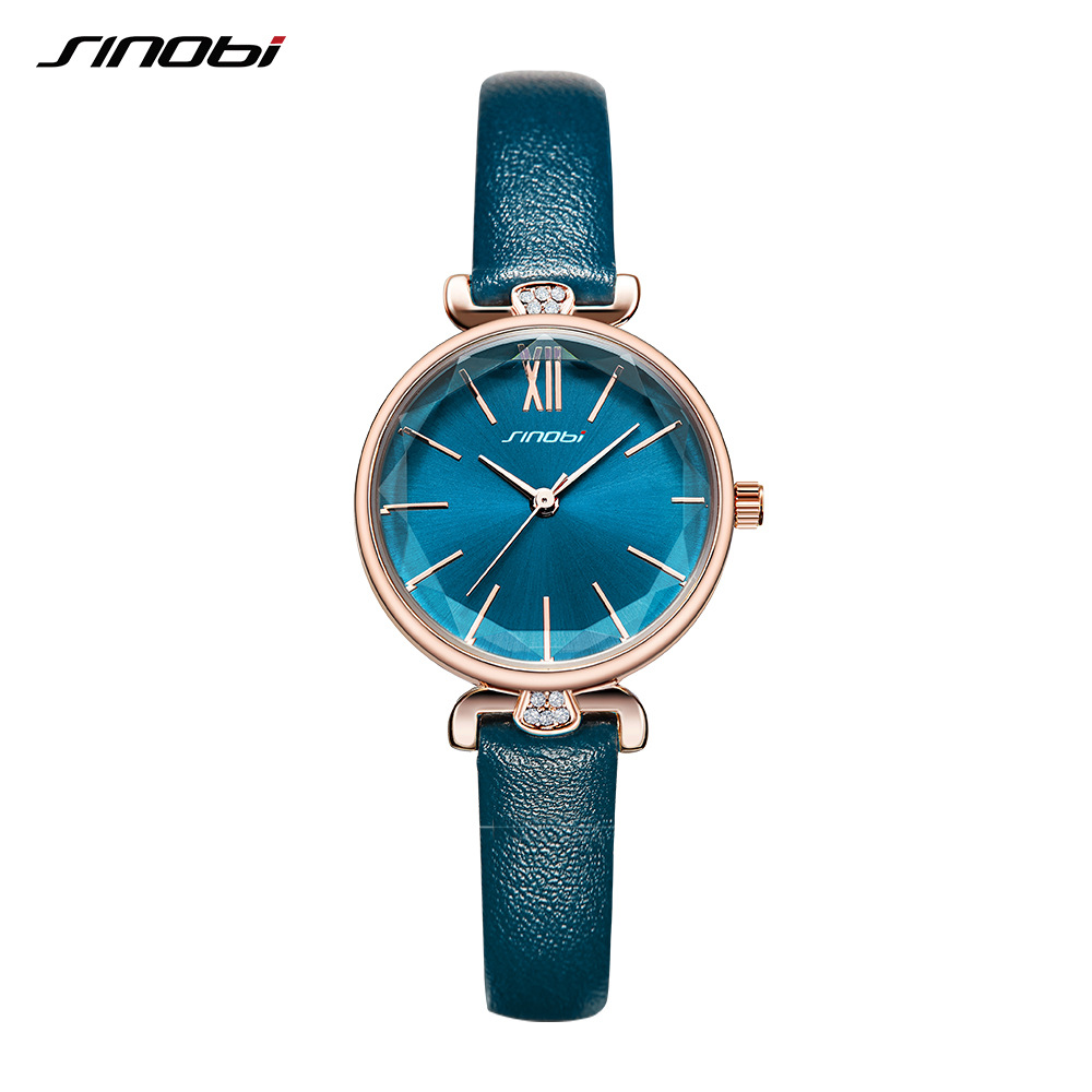 Montre JunPeng Trading Sinobi pour femme, bracelet en cuir, finition miroir, taille pierre précieuse, échantillon personnalisé transfrontalier 9794_voghion.com