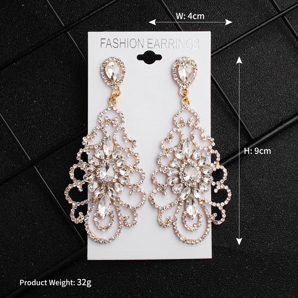 Bridal Wedding Accessories Hollow Alloy Rhinestone Round Earrings display picture 11