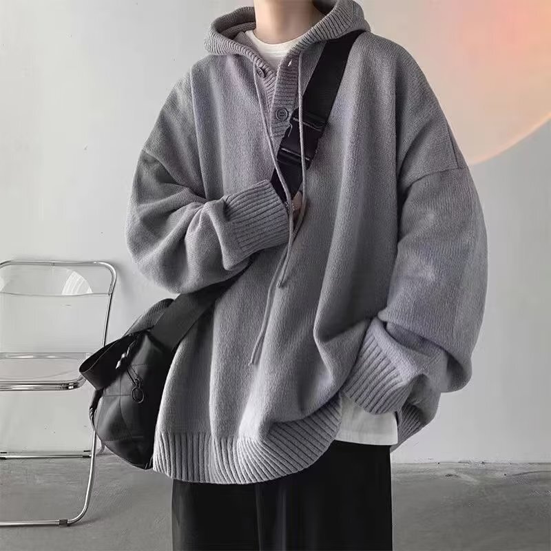 Hooded sweater men's autumn 2023 new Japanese retro lazy fashion brand plus size casual sweater