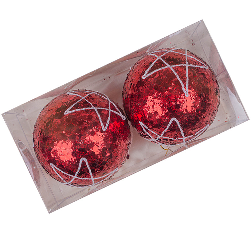 Navidad personalizada adornos colgante árbol de Navidad bola de Navidad bola de patrón rojo decoración de escenas de sequillas bola de pastel brillante