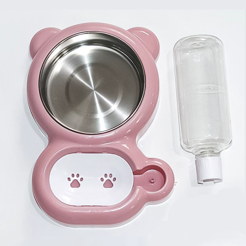 Dog bowl drinking water two-in-one anti-knock drinking water feeding pet double bowl cat food basin dog food basin stainless steel cat bowl