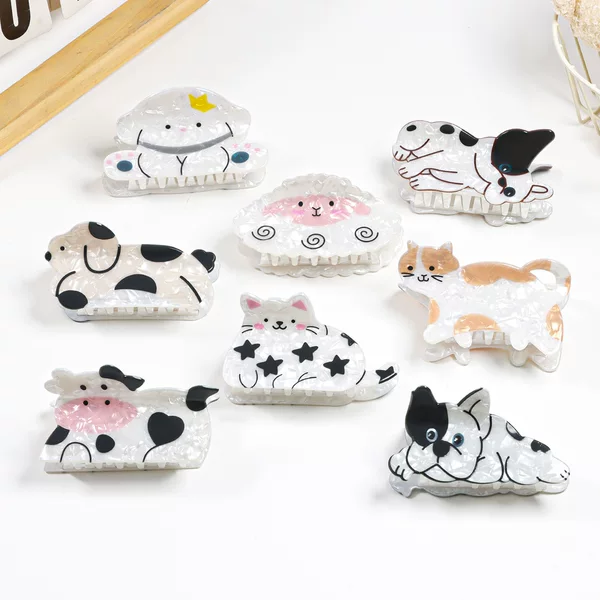 Gurex Clip Cute Cat and Puppy Hair Clip Cross-Border Hot Selling Accessories Pet Pattern Headwear Clip Hair Clip for Women