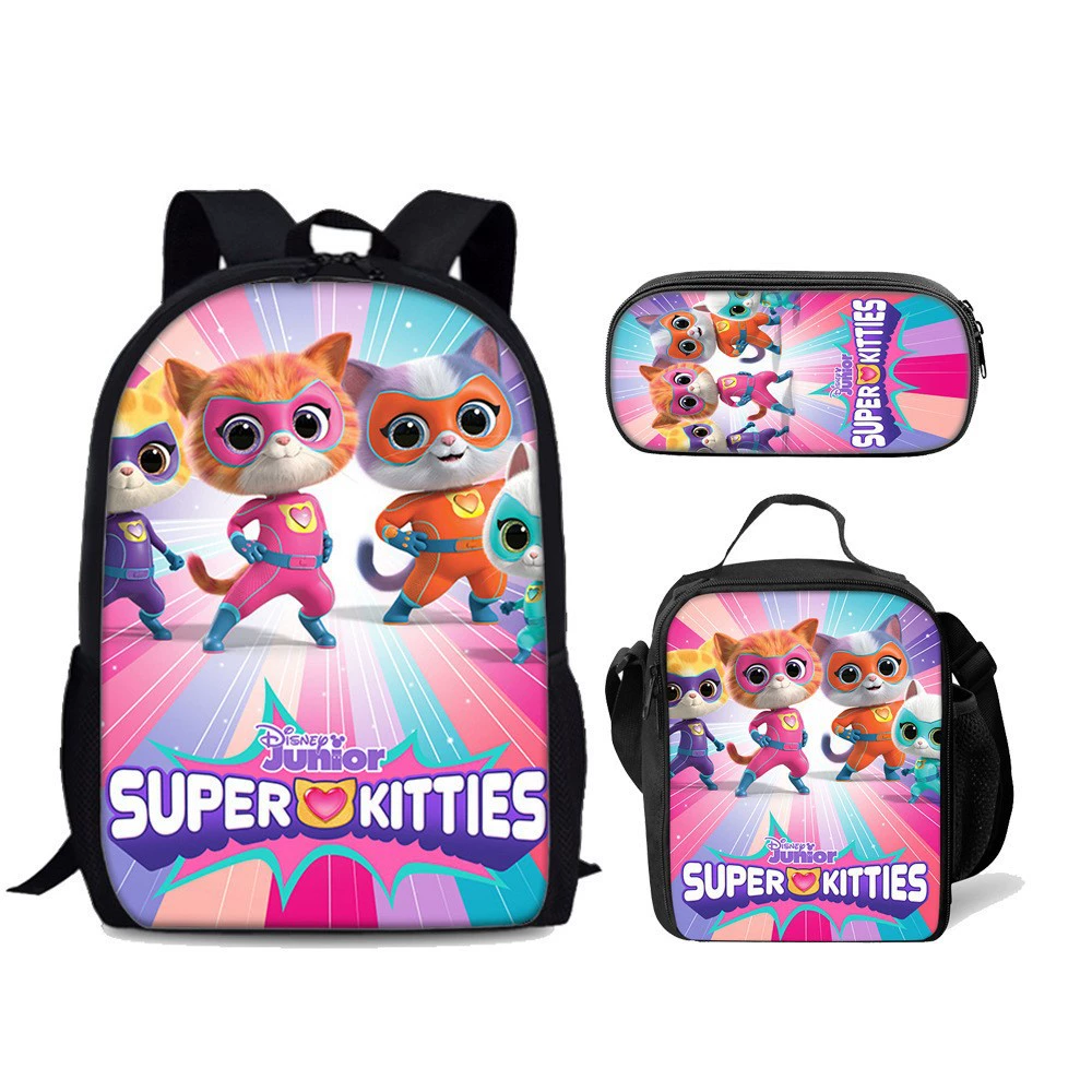 [跨境超级小猫战队 Superkitties小学生书包三件套动漫卡通背包]