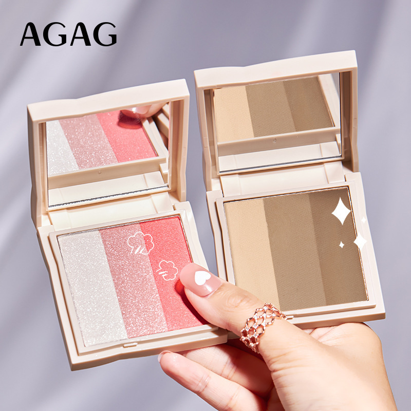 AGAG エジプト風グラデーション 3 色コントゥアリングパウダーオールインワンパレットブラッシュシャドウパレットノーズシャドウハイライトコントゥアリングパウダーブライトニング|undefined