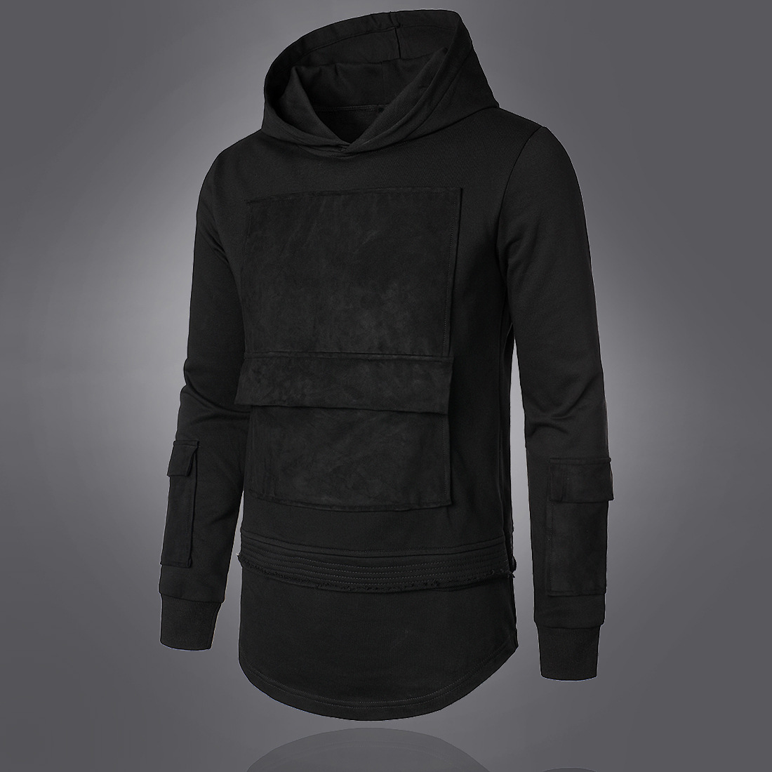 2022 herfst en winter nieuwe hoodie effen kleur losse jas donkere stijl trendy heren hoodie met capuchon_voghion.com