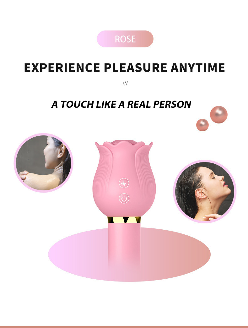 Afiya Rose Telescopic Tongue-Licker Vibrator with 12 Sucking Modes, Rose-Red Silicone-ABS Design — detail image 11