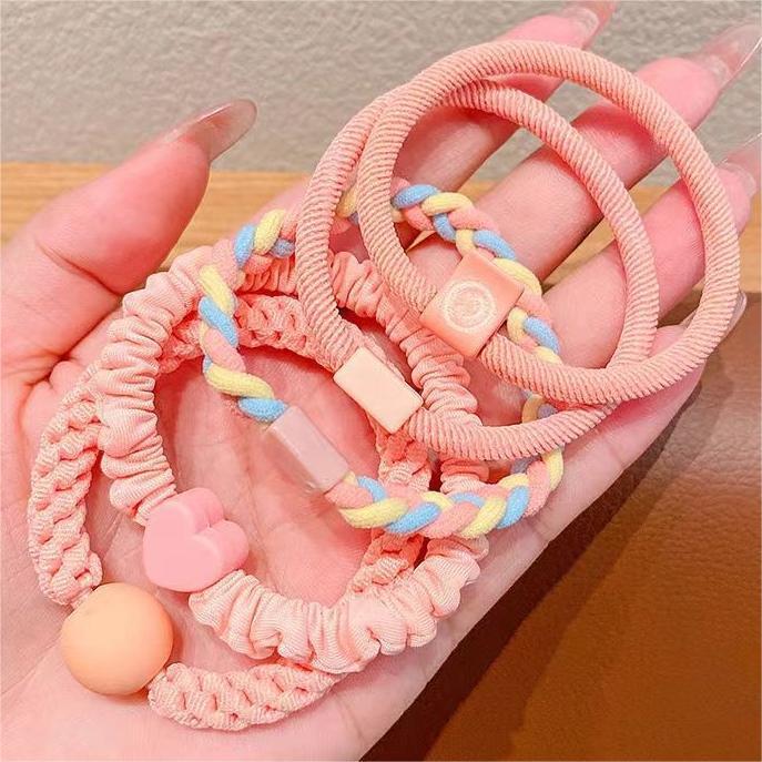 5 cuerda de cabello coreana set de explosión de alto valor facial de la cabeza de la niña adorable joyería para el cabello de la niña cola de caballo