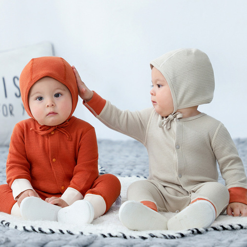 ins Nordic waffle foreign trade cross-border children's clothing high-quality infant clothing baby onesies