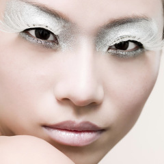 誇張棉線舒適眼睫毛表演用睫毛聖誕萬聖節COSPLAY專用白色假睫毛