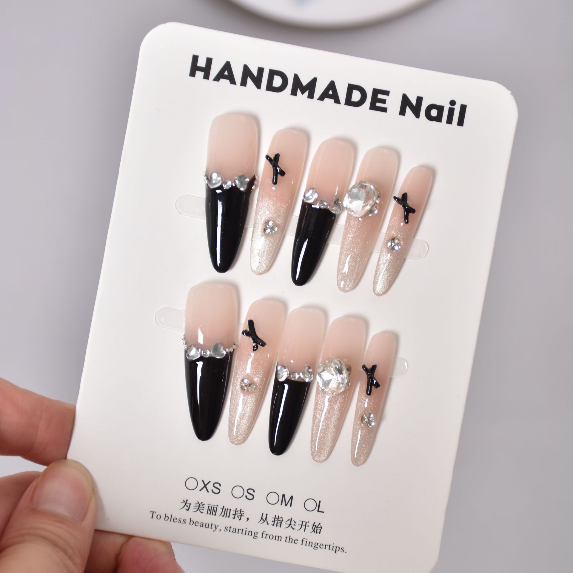 Otoño nuevo estilo francés largo perro fino puro ojo de gato mano mano desgaste parche de uñas fabricantes de productos terminados al por mayor parche de uñas