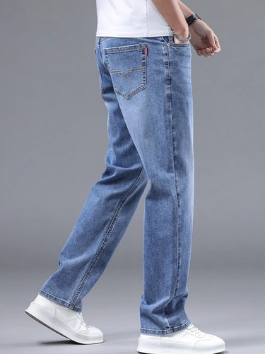 Trendy unisex denim jeans - Spring/Autumn new Hong Kong style loose straight-leg casual pants for men