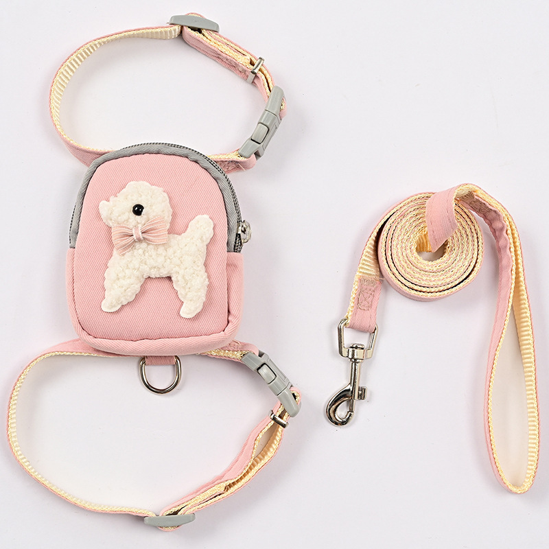 Pet self-backpack traction rope outdoor small dog cat walking dog rope dog chest strap in stock manufacturers wholesale