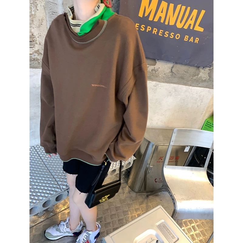 [В наличии] Модная коричневая кофейная толстовка Zhang Zhang в одном стиле y/p, утягивающая толстовка для похудения, тонкая и модная, подходящая друг к другу