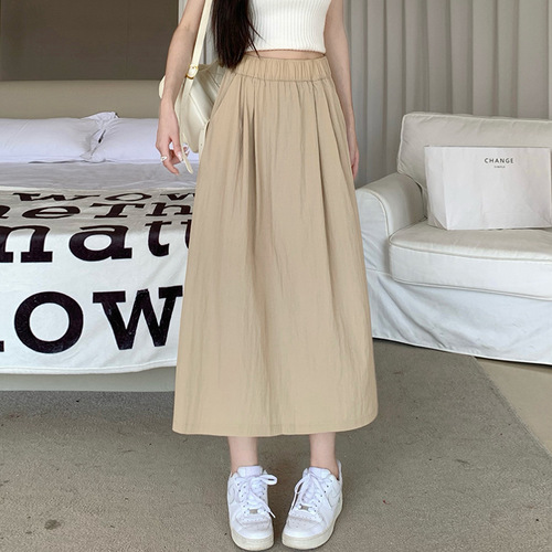 Summer Yamamoto skirt thin women's lazy style Japanese retro pleated high-waist umbrella skirt long knee-length skirt for women