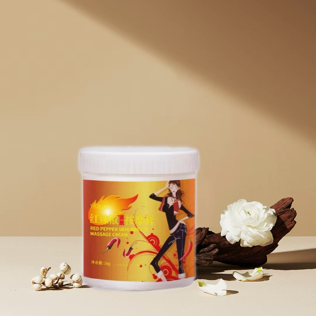 Yazilan Red Pepper Beauty Massage Cream 1kg for Thighs, Waist, Abdomen, and Arms, for Use in Beauty Salons, One-Piece Dropshipping