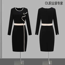 特色连衣裙女设计感正装温柔风上班接待空乘职业装裙子厂家批发