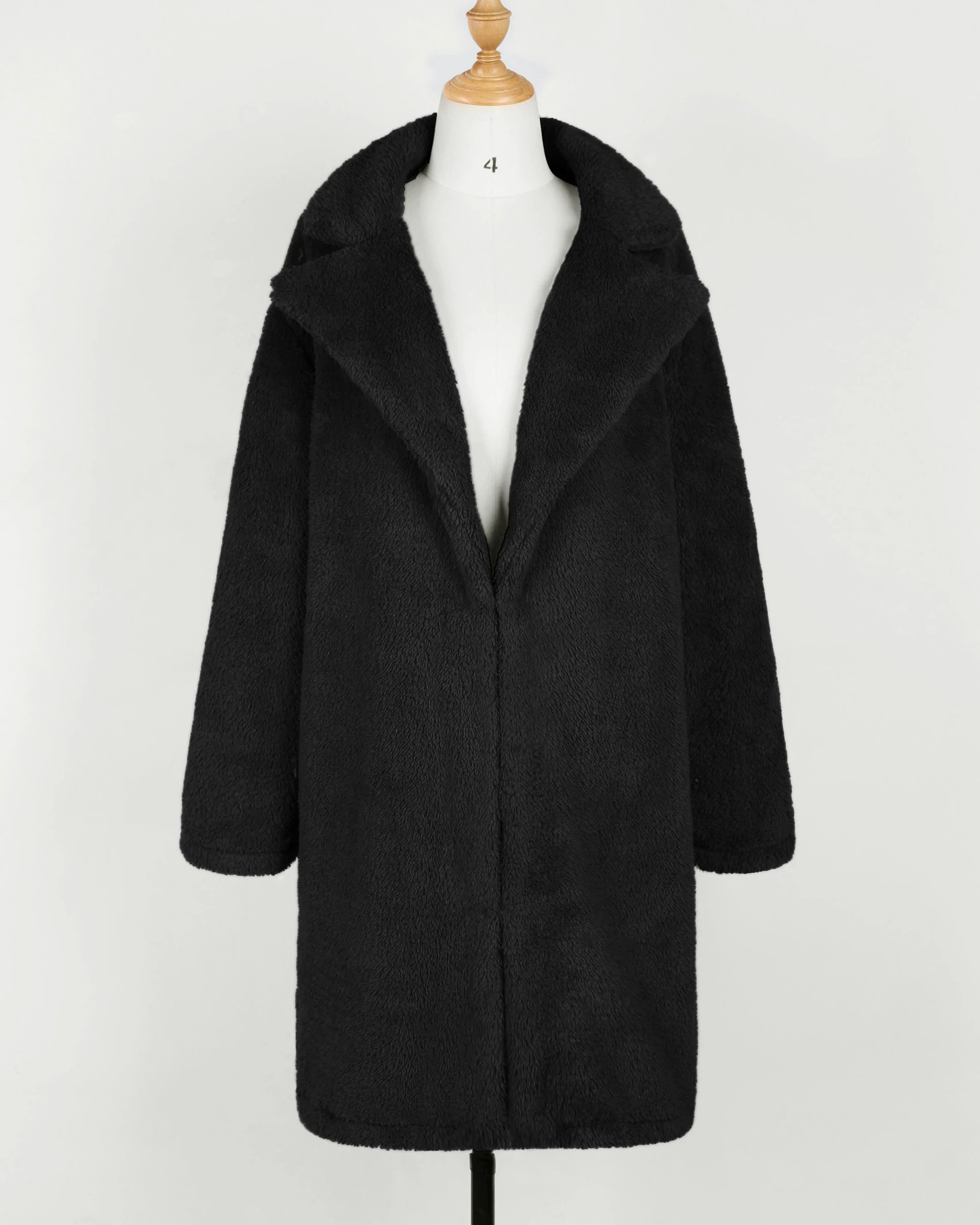 Demi‑season long‑sleeve coat, oversized teddy faux‑shearling, 2018 style, S–XXXL