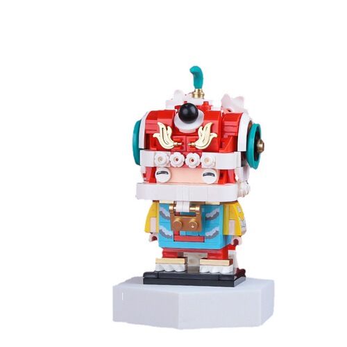 Senbao building blocks are compatible with LEGO Persimmon Ruyi Lucky Cat Dance Dragon and Lion Dance Model Assembly New Year's New Year Gift