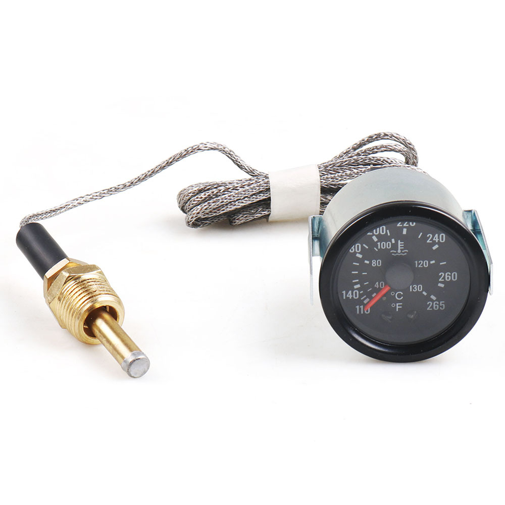 52mm Universal Instrument Pointer Mechanical Water Temperature Gauge 130 ℃ /265 ℉ Dual Scale Display Npt 1/2
