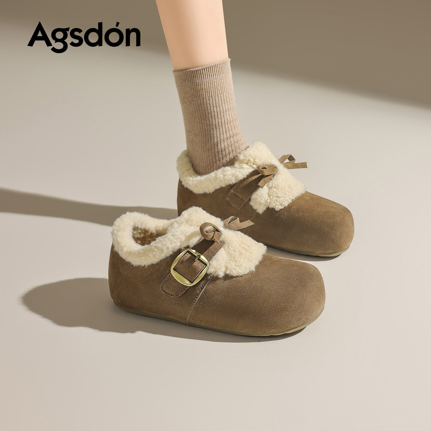 Augu Lion Deng Xiaoping Bockens mujeres 2025 nuevo otoño invierno todo incluido zapatos de lana de fondo grueso botas de nieve