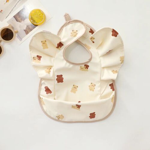 ins Korean version of baby food bag angel wings PU waterproof bib for children to add complementary food anti-dirty saliva bag