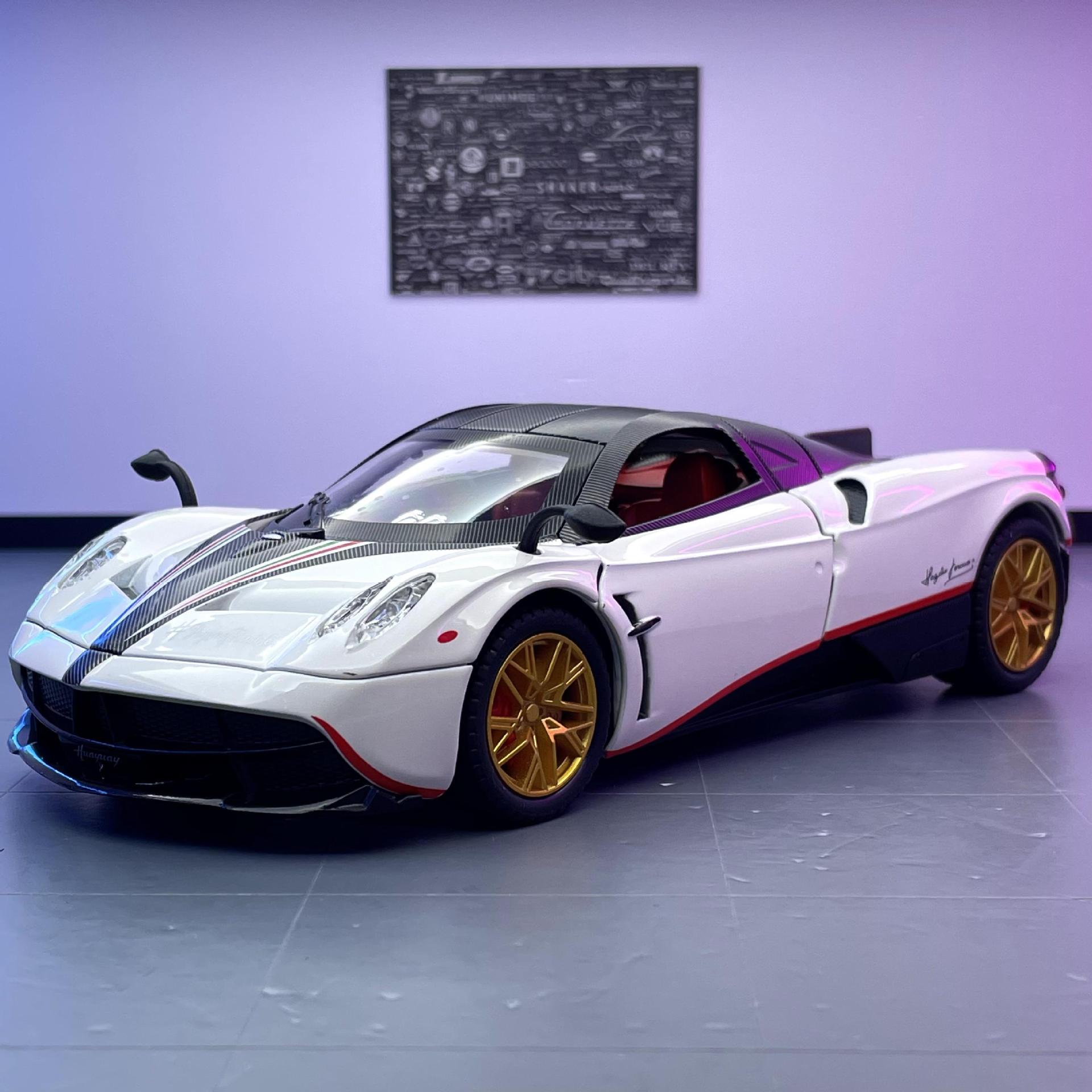 Modelo de coche de aleación de simulación de coche 1:24 Pa Garney Tire hacia atrás coche deportivo spray Función de sonido y luz modelo de coche de juguete adornos