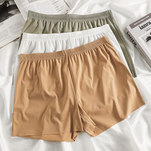 Men's thin, breathable, loose ice silk briefs, A-socket shorts for boys, plain color, simple sportswear, home four-square shorts