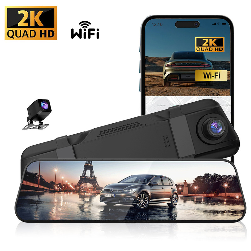 新しい 9.66 インチ 4K フルスクリーン Wi-Fi ドライブレコーダー バックミラー GPS ストリーミング HD ナイトビジョン ダッシュカム|undefined