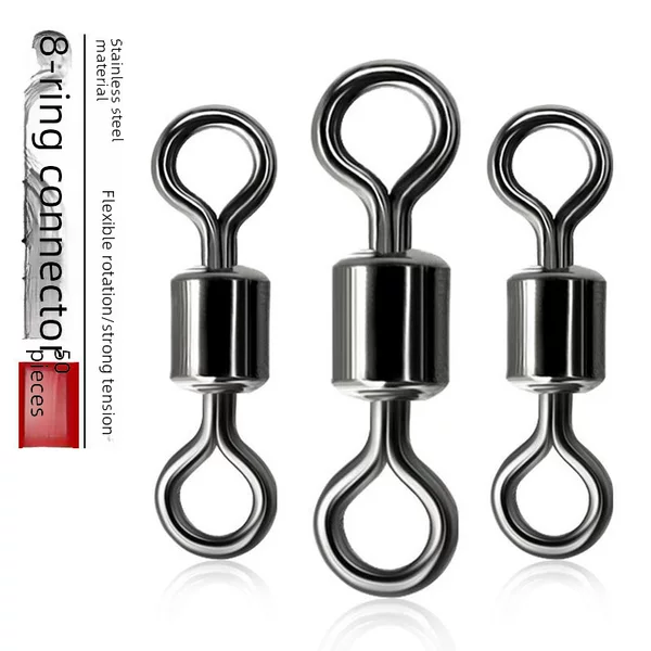 Eight-ring fishing accessories Luya swivel fast sub-wire connector small size 8-ring stainless steel connecting ring