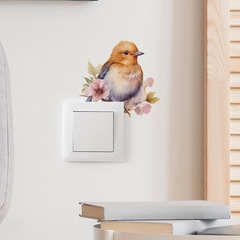 Cartoon Bird and Flower Children's Bedroom Entrance Hall Living Room Home Switch Decal Decor Wall Sticker Self-Adhesive Wholesale