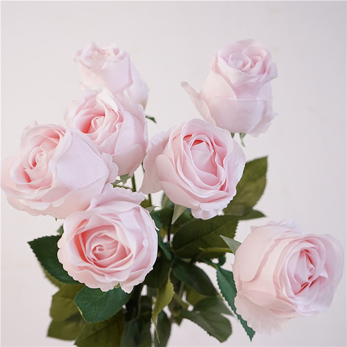 High-quality artificial flower feel moisturizing rose single branch Bulgarian rose home flower arrangement accessories ornaments fake flowers
