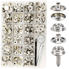 Supply cross-border 90 sets + tools, stainless steel screws, large white buckles, snaps, fixed tarpaulin copper metal four-button set