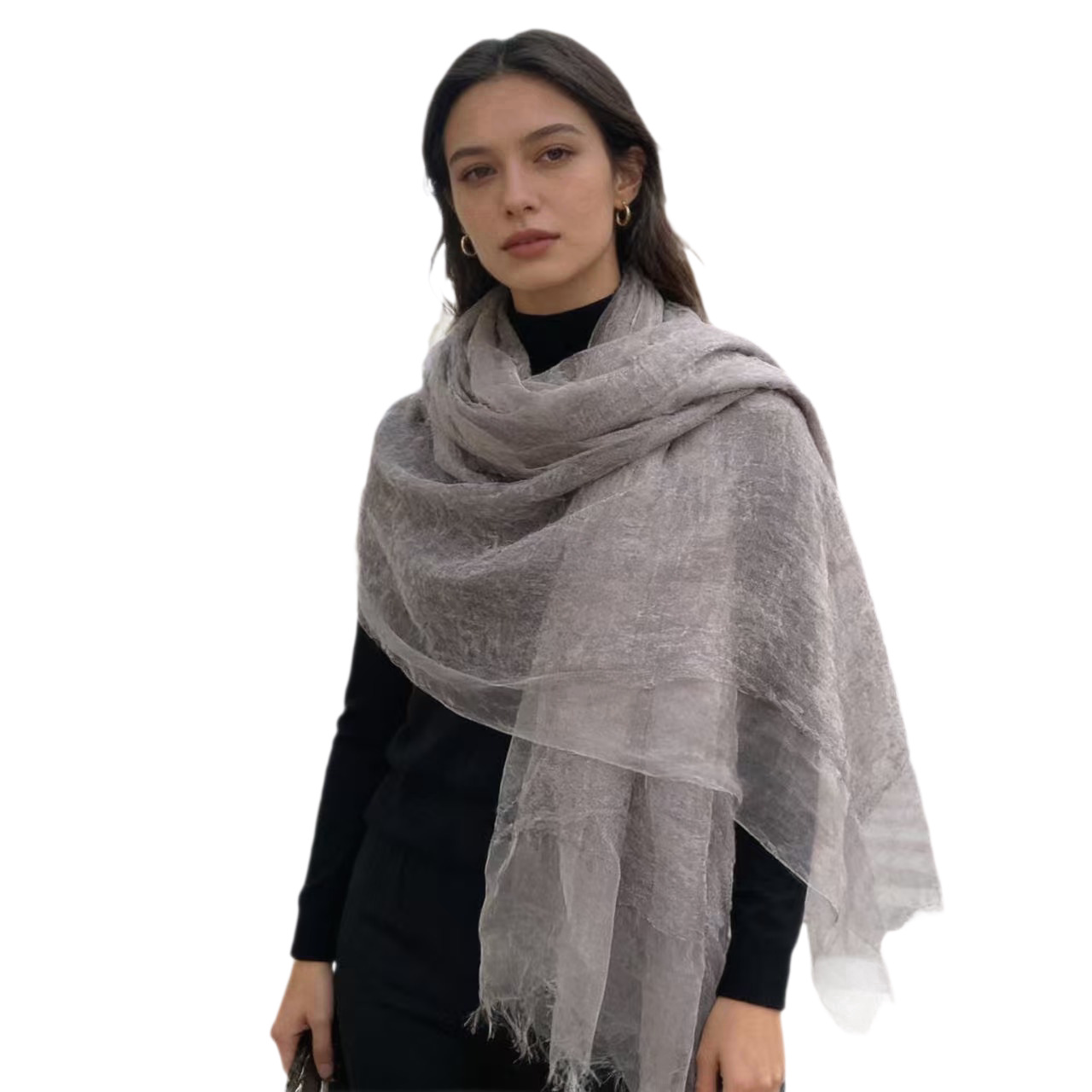 Nicho Maito diseño plano bufandas de seda de doble capa de color sólido, bufandas protector solar de mujer, bufandas de seda elegante y ligera