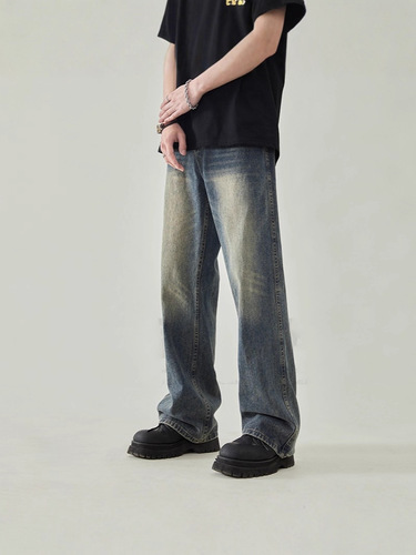 Vintage American High Street Cleanfit Men's Wide Leg Loose Straight Leg Tapered Pants Spring and Autumn New Arrival