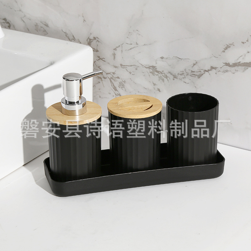 Baño doméstico con estriado 7 piezas para almacenar herramientas de limpieza artículos de higiene basura lavabo cepillo de inodoro taza hidráulica caja de jabón