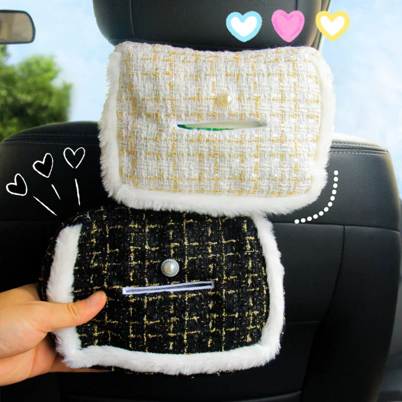 Шанель стиль автомобиль коробка салфеток бумажный пакет висит солнцезащитный козырек подлокотник коробка салфеток украшение интерьера автомобиля богиня