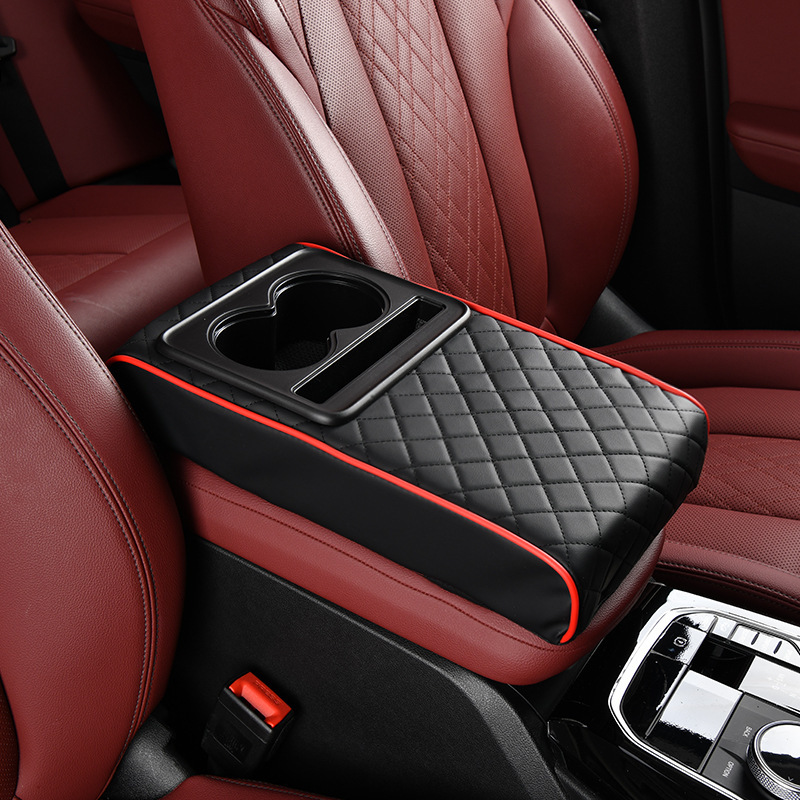 Car Armrest Box Pad Heightening Pad Universal Model for Vehicles with Central Compartment Without Side Pockets, Integrated Phone Holder, Cup Holder, and Storage Box