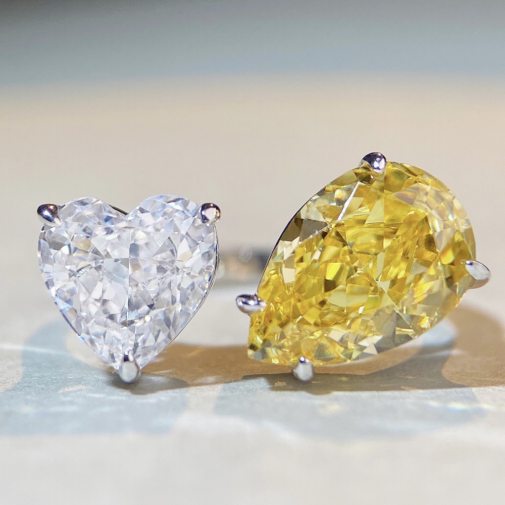 Fashion Water Droplets Heart Shape Sterling Silver Plating Inlay Rhinestones Open Ring 1 Piece