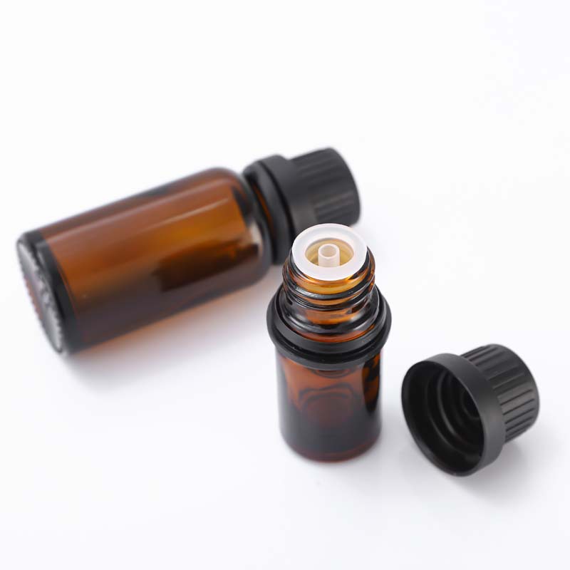 Cubierta antirrobo 10ml Brown botella de aceite esencial 20ml botella de vidrio 5ml botella cuentagotas perfume sub-embalaje botella de vidrio de aromaterapia