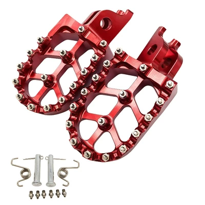 Suitable for Honda Cr/Crf125R/250R/250X/450X Kawasaki Kx250F/450F Aluminum Alloy Footrests (Motorcycle pedals) - red