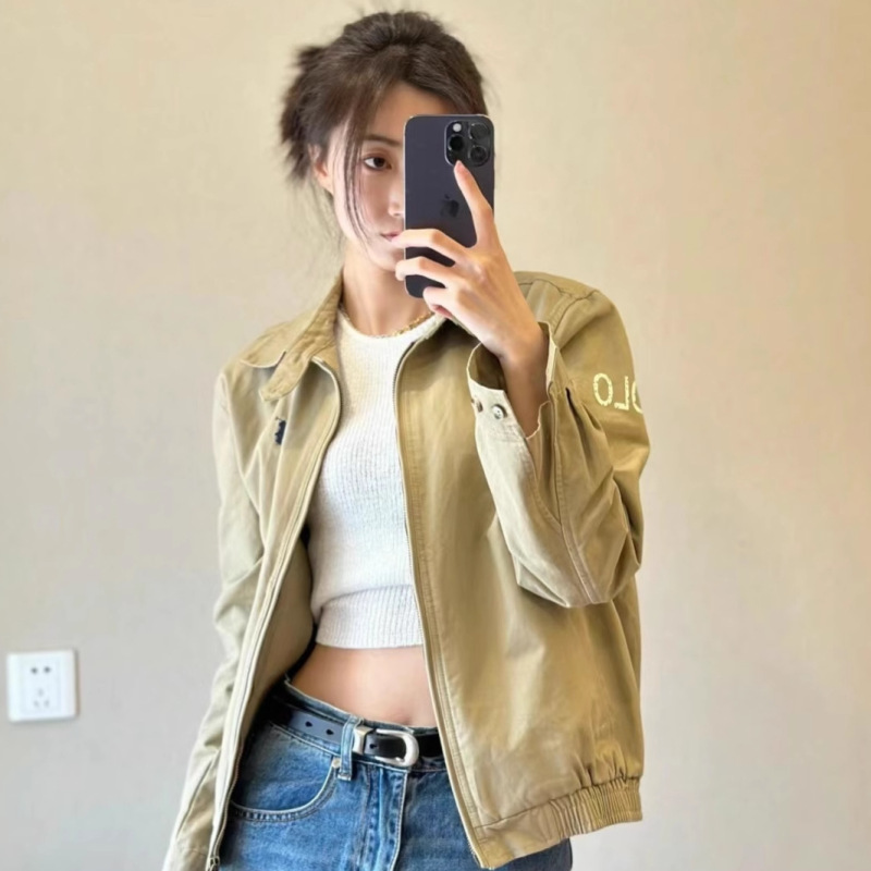 Ready in Stock, Rl Raff's Old Cadre Jacket, Pony Logo Embroider, Women's Old Money Style Jacket, Versatile War Top Ready in Stock, Rl Raff's Old Cadre Jacket, Pony Logo Embroider, Women's Old Money Style Jacket, Versatile War Top