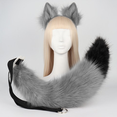 模造手作りの狐耳、狼耳ヘアアクセサリー、コスプレ用狐の尻尾、狼の尻尾アクセサリー、ぬいぐるみ獣耳獣尾セット