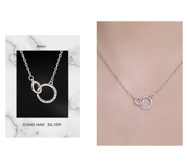 Collar círculo estilo sol con diamantes cadena clavícula mujer_voghion.com