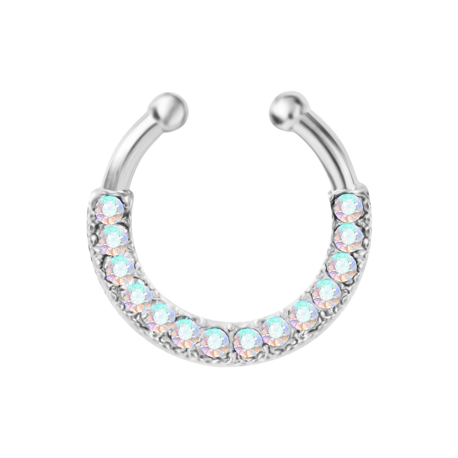 Næsepiercing i rustfrit stål geometrisk ring med diamant_voghion.com