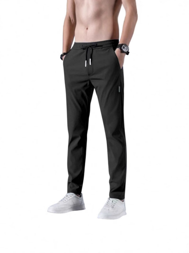 Men's classic solid color casual summer thin breathable trousers for…